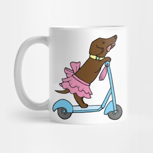 Ballerina Dachshund on a Scooter Mug